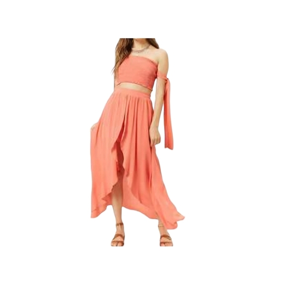 Sensemill@ Forever 21 2-Piece Set Large High-Low Tulip Elastic Waist Maxi Skirt. - Picture 2 of 10